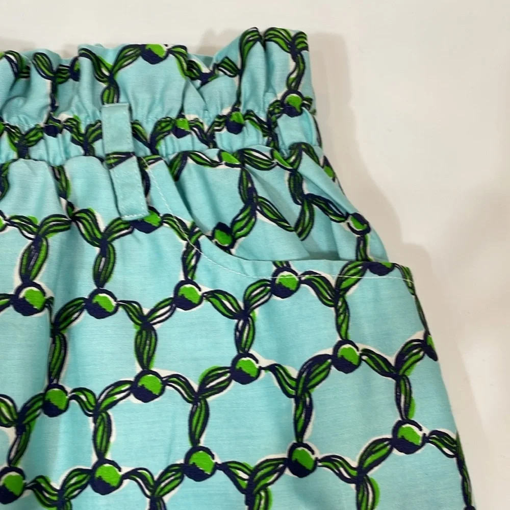 Lilly Pulitzer Vintage Skirt Size M Blue And Green Tassel Print EUC